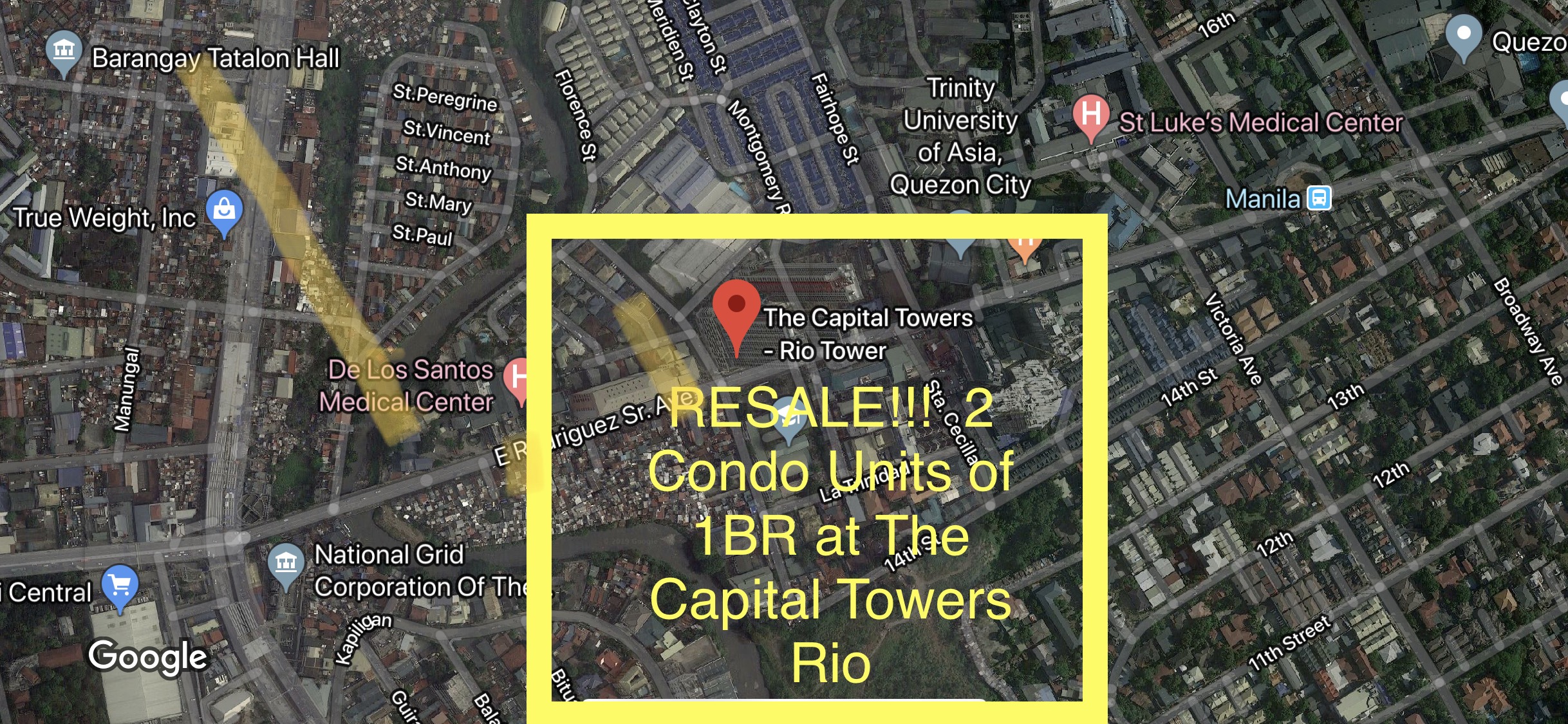 RESALE OF 2 CONDO UNITS 1BR AT THE CAPITAL TOWERS RIO NEAR ST. LUKES